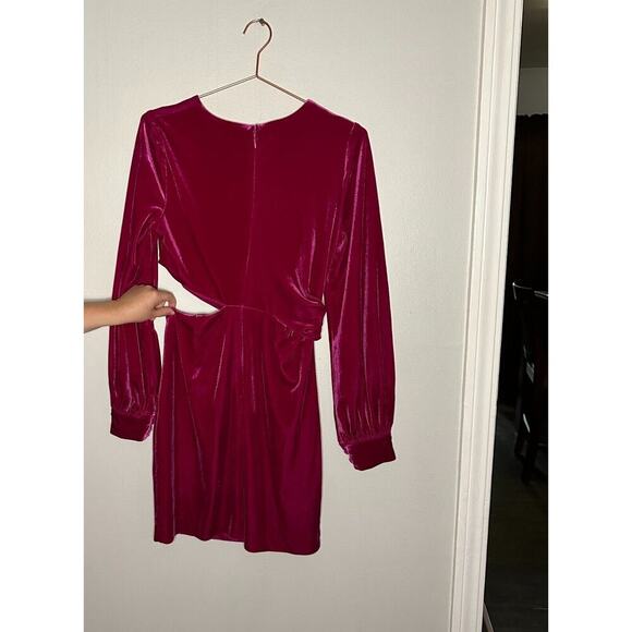 One33 Social Womens Dress Size 6 Pink Vanessa Draped Velvet Cut Out Crossover - Picture 6 of 13